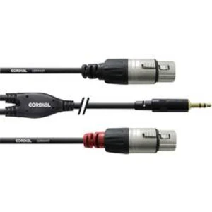 Kabelový adaptér Cordial CFY1.8WFF [1x jack zástrčka 3,5 mm - 2x XLR zásuvka], 1.80 m, černá