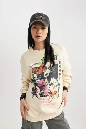 DEFACTO Oversize Fit Printed Thick Sweatshirt