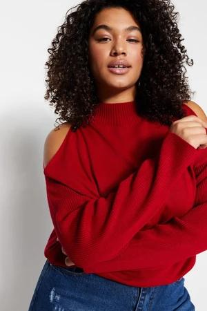 Trendyol Curve Red Cut Out Detailed Knitwear Sweater