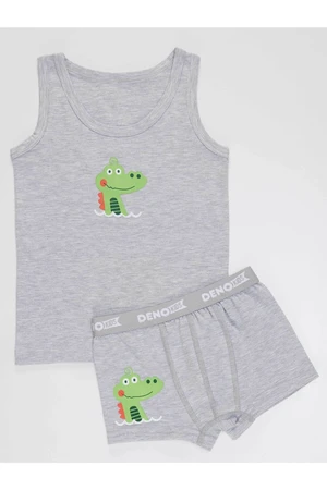 Denokids Alligator Boys Gray Singlets Boxer Suit