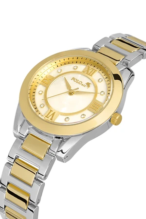 Polo Air Stylish Women's Wristwatch with Roman Numerals Silver-gold Color