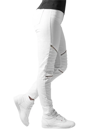 Women's stretch biker trousers white