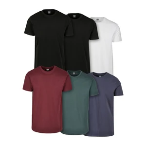 Basic T-Shirt 6-pack blk/blk/wht/rdwn/bttlgrn/nvy