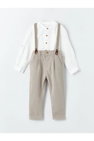 LC Waikiki 3-Piece Set of Long Sleeve Baby Boy Shirt Trousers and Suspenders