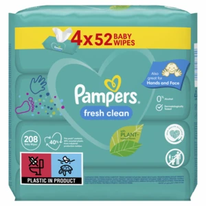 PAMPERS Fresh Clean Vlhčené ubrousky 4 x 52 ks