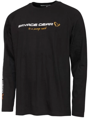 Savage gear tričko signature logo long sleeve t shirt black caviar - s