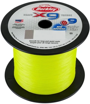 Berkley splietaná šnúra x9 fluro green-priemer 0,30 mm / nosnosť 31,5 kg