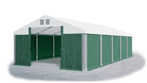 Garážový stan 6x8x3,5m střecha PVC 560g/m2 boky PVC 500g/m2 konstrukce ZIMA Bílá Zelená Šedé