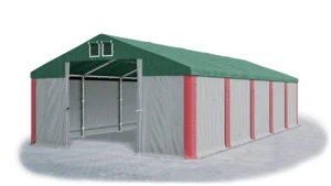 Garážový stan 6x8x3m střecha PVC 560g/m2 boky PVC 500g/m2 konstrukce ZIMA Zelená Šedá Červené