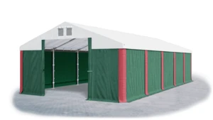 Garážový stan 6x12x4m střecha PVC 560g/m2 boky PVC 500g/m2 konstrukce ZIMA Bílá Zelená Červené