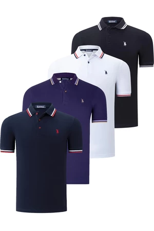 QUAD SET T8594 DEWBERRY MENS T-SHIRT-BLACK-WHITE-NAVY-PURPLE