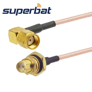 Superbat Pigtail Cable SMA Bulkhead Female with O-ring to RP-SMA Right Angle Male Antenna Feeder Cable Assembly RG316 10cm