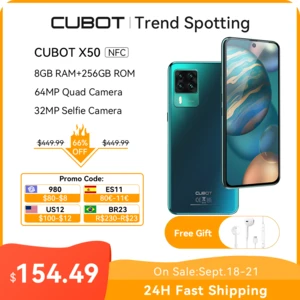 Cubot X50 Smartphone 8GB RAM 256GB ROM 64MP Quad Camera 6.67" FHD+ Screen 32MP Selfie NFC Global 4G LTE Mobile Phone 4500mAh OTG