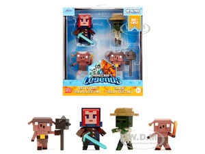 Set of 4 Diecast Figures "Minecraft Legends" Video Game "Metalfigs" Series Diecast Models by Jada