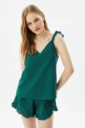 Trendyol Green Collar Detailed Pajamas Set