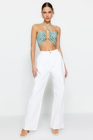 Trendyol White Pleated High Waist Palazzo Jeans