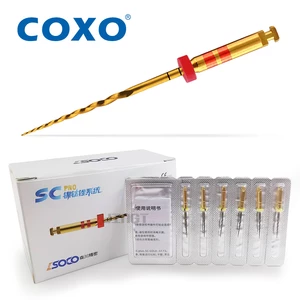 COXO SOCO PRO Dental Root Canal File Heat-Activated Rotary Nitinol Tooth Pulp Files Thermally Activated Nickel-Titanium 6Pcs/Box