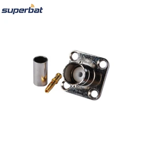 Superbat 10pcs 75 Ohm BNC Crimp Female 4 Hole Panel Mount RF Coaxial Connector for RG58 RG142 LMR195 Cable