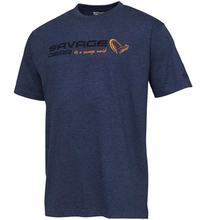 Savage Gear triko Signature Logo T-Shirt Blue Melange vel. L