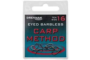 Drennan háčky bez protihrotu Eyed Carp Method Barbless vel. 12