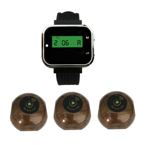 Wireless Waiter Calling System 1 CTW06 Watchs + 3 CTT06 Button Transmitter Frequency For Restaurant Clinic Cafe Shop