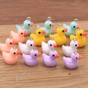 10pcs Cute Duck Resin Charms Earring Pendants for DIY Findings Necklace Phone Keychain Bracelets Jewelry Making Accessories