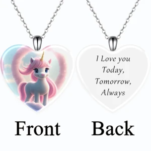 Fashion Jewelry Love Crystal Pendant Necklace Lovely Unicorn English