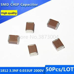 50pcs 1812 3.3NF 0.033UF 2000V 10% Thick Film Chip Multilayer Ceramic Capacitor