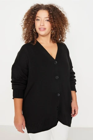 Trendyol Curve Black Button részletesen kidolgozott kötöttáru Cardigan