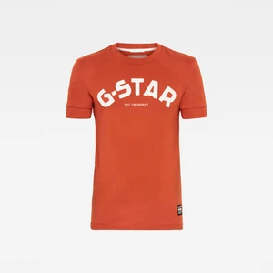 G-STAR Tričko - Felt Applique Logo Slim R T SS oranžové