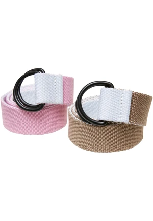 Easy D-Ring Belt Kids 2-Pack bílá/béžová+bílá/růžová