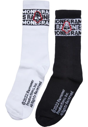 Ramones Skull Socks 2-Pack Black/White