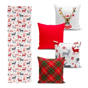 Zestaw 4 świątecznych poszewek na poduszki i bieżnika Minimalist Cushion Covers Christmas Ornaments