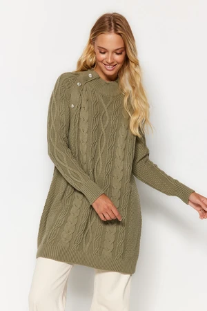 Trendyol Khaki Detail príslušenstva Pletený pletený pletený sveter