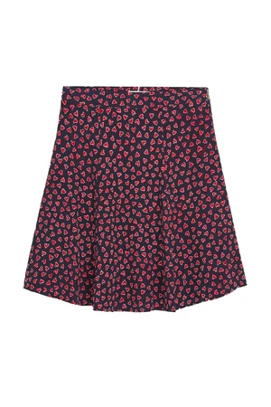 Tommy Hilfiger Skirt - ABO ALLOVER HEART VISCOSE SKIRT blue