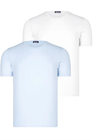 DUAL SET T8569 DEWBERRY BIKE COLLAR MENS T-SHIRT-BLUE-WHITE