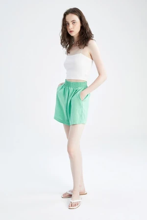 DEFACTO Relax Fit Regular Waist Linen Blended Shorts