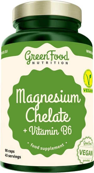 GREENFOOD NUTRITION Magnesium Chelate + Vitamin B6 90 kapslí