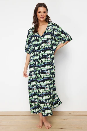 Trendyol Abstract Patterned Wide Fit Midi Woven Beach Dress