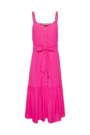 Tommy Jeans Dress - TJW BUTTON THRU MIDI DRESS pink