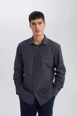 DEFACTO Modern Fit Polo Collar Poplin Long Sleeve Shirt