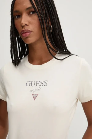 Tričko Guess Originals dámske, béžová farba, W4BI05 J1314