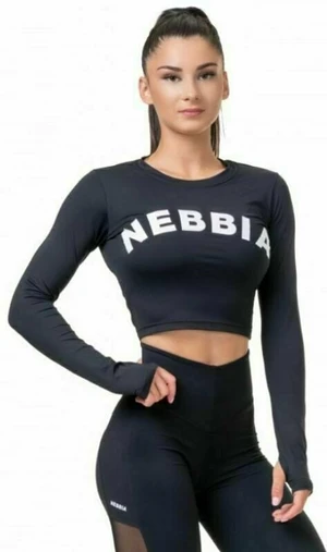 Nebbia Long Sleeve Thumbhole Sporty Crop Top Black M Maglietta fitness