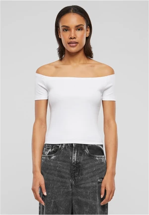 Women's T-Shirt Organic Off Shoulder Rib - White