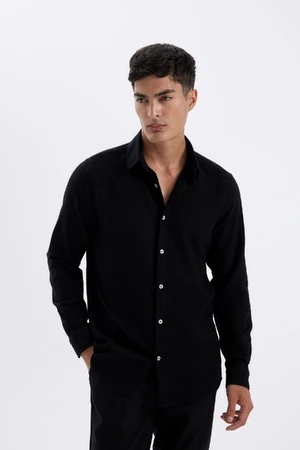 DEFACTO Modern Fit Polo Collar Cotton Long Sleeve Shirt