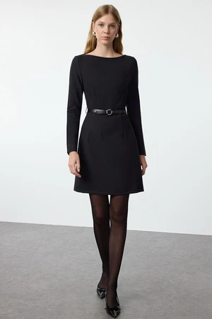 Trendyol Black Belted A-Line Mini Woven Dress