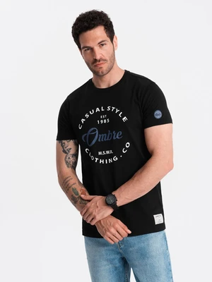 T-shirt męski z nadrukiem Ombre Casual Style - black