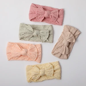 Wrinkled Baby Headband Nylon Newborn Elastic Hairbands Hair Bows Accessories Girls Topknot Headwrap Solid Kids Turban Soft