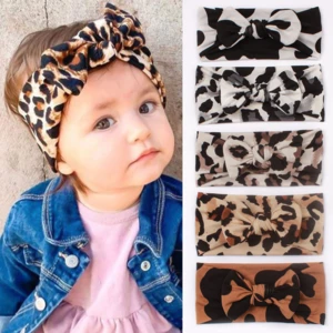 New Baby Leopard Print Headband Children's Wide Edge Traceless Bowknot Headband Baby Hair Band Suitable for 0-3 Year Old Babies