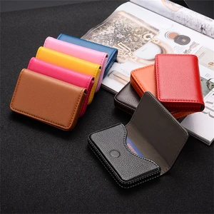 Pu Pattern Business Card Holder Ultra-Thin With Magnetic Buckle Portable Large Capacity Business Card Holder Credit Card Holder